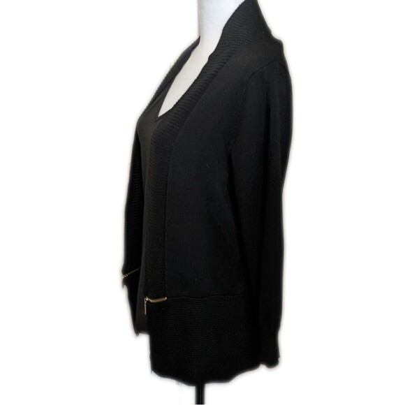 Philosophy Republic Clothing thin knit black open front cardigan sweater L - Picture 3 of 6